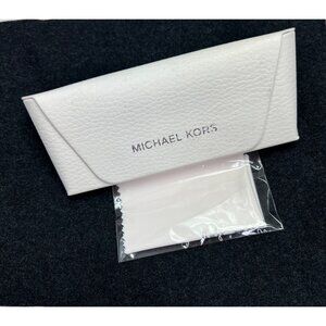 Michael Kors Glasses Case White Hardshell Sunglasses Storage Cleaning Cloth
